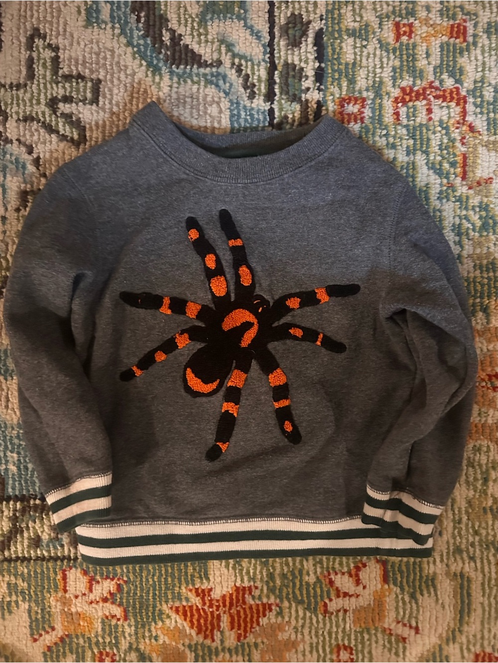 Mini Boden Grey Sweatshirt with Black & Orange Spider Motif